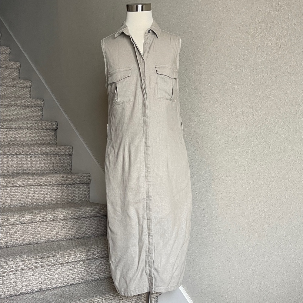 Anko Sz 10 Beige Sleeveless Shirt Dress